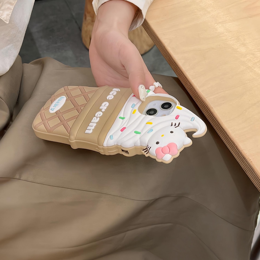 Ốp Điện Thoại Tpu Silicon Mềm Chống Sốc Hình Que Kem / Mèo 3D Cho iPhone 14 13 12 11 PRO Max XR XS Max