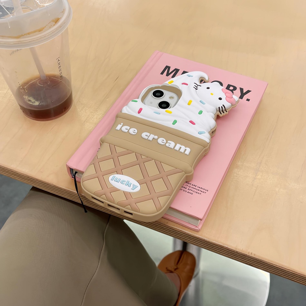 Ốp Điện Thoại Tpu Silicon Mềm Chống Sốc Hình Que Kem / Mèo 3D Cho iPhone 14 13 12 11 PRO Max XR XS Max
