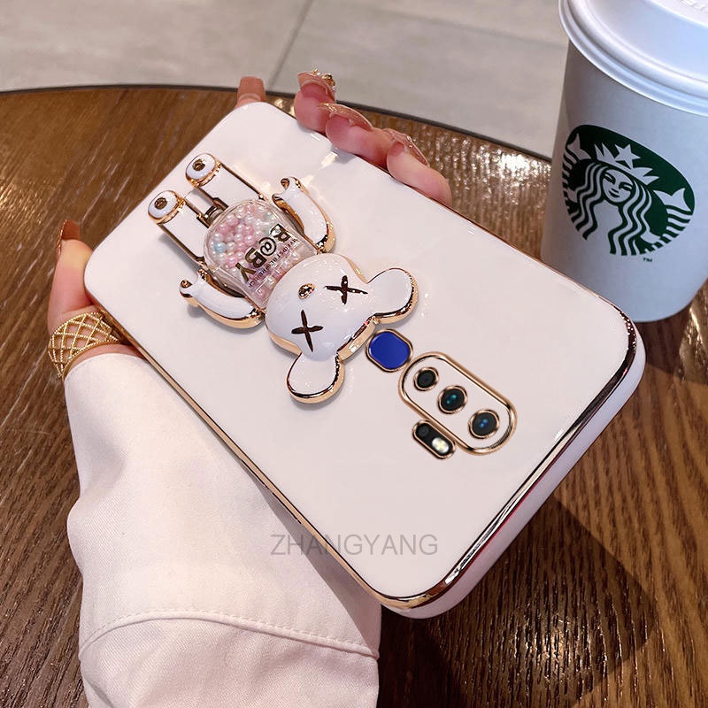 ốp lưng oppo a5 2020 a9 2020 Ốp Điện Thoại TPU Silicon Mềm Mạ Điện Xoay 3D Có Giá Đỡ Hình Gấu Kẹo Cho oppo a5 2020 a9 2020