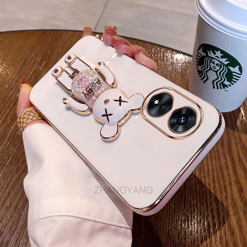 Ốp lưng oppo a17 a97 5g Ốp Điện Thoại TPU Silicon Mềm Mạ Điện Xoay 3D Có Giá Đỡ Hình Gấu Kẹo Cho oppo a17 a97 5g