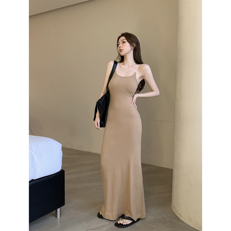 Set Đầm Nữ Dài Tay Cổ Tròn + Áo Dây Tàng Hình Thời Trang