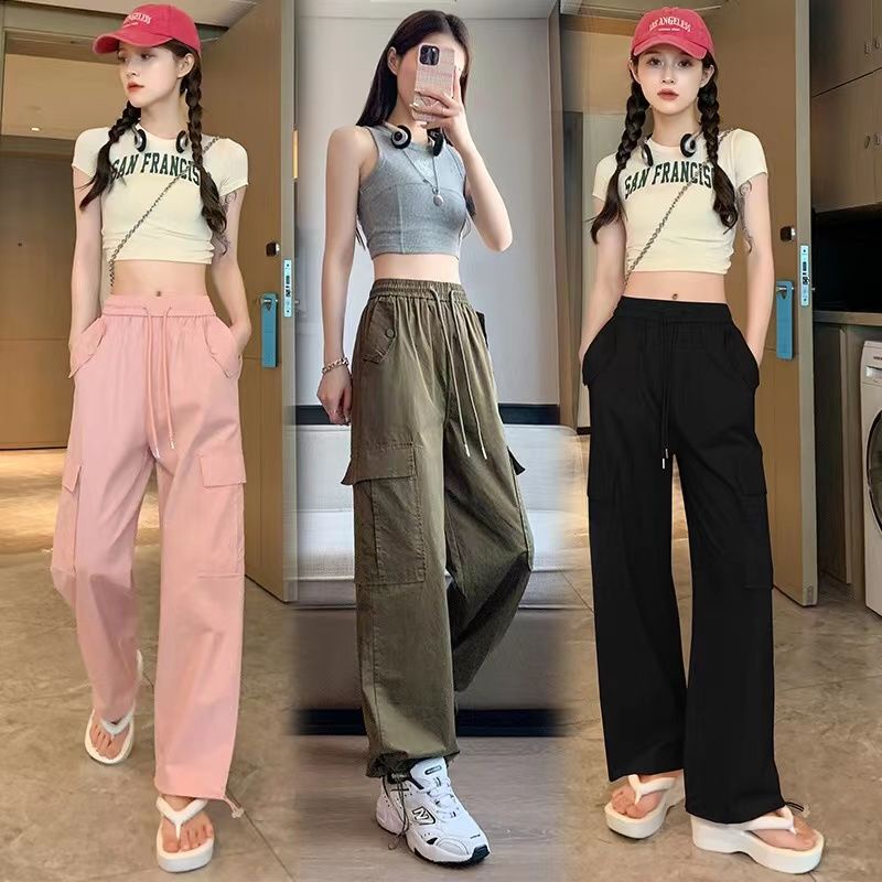 Quần Dài Thể Thao Lưng Cao Vải Mỏng Phối Dây Rút Thời Trang Mùa Hè Cho Nữ