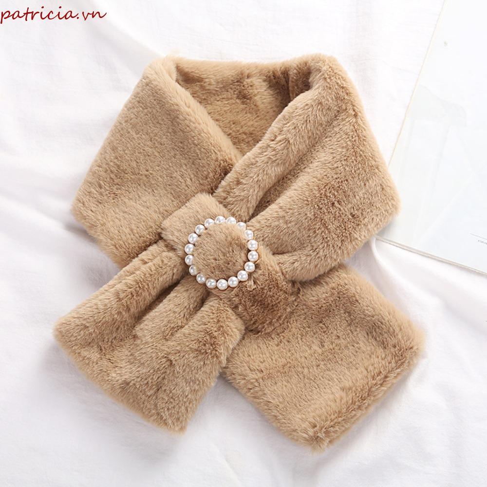 Khăn Choàng Cổ Bằng Lông Giả Mềm Mại Cài Nút Tròn Dày Dặn Phong Cách Vintage Dành Cho Nữ