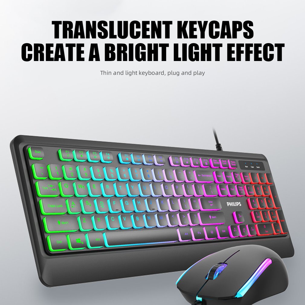 Keyboard Mouse Kit Mechanical Ergonomic Rgb Backlit Gaming Keyboards Wire 1600Dpi Desktop Computer Accessory [Q/9]