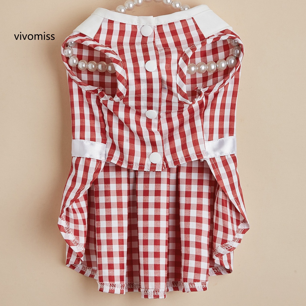 Đầm Cotton Thoáng Khí Đính Nút Họa Tiết Sọc Caro Thời Trang Mùa Hè Chụp Ảnh Cho Thú Cưng