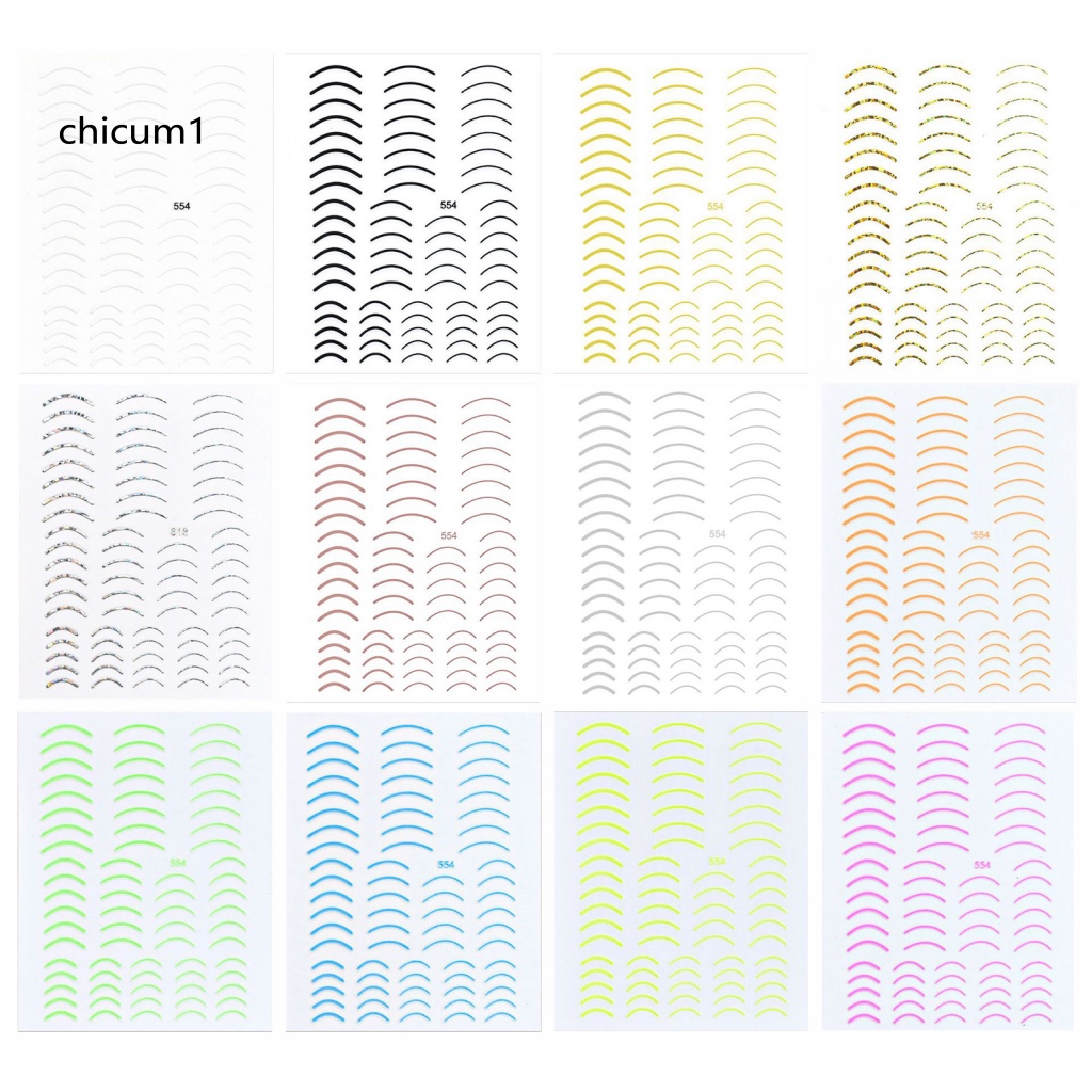 Set 12 Nhãn Dán Trang Trí Móng Tay Lưng Siêu Mỏng Phong Cách Pháp Dành Cho Nữ