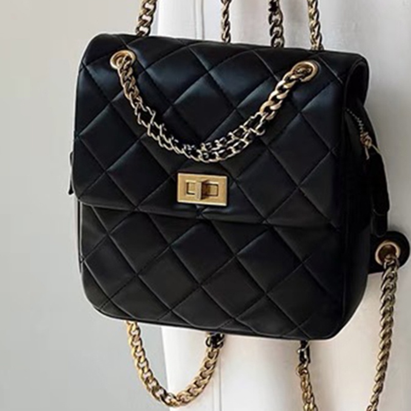 Ielgy Ba Lô Hình Thoi Nhỏ Đa Chức Năng Có Dây Xích Thời Trang Cao Cấp Cho Nữ