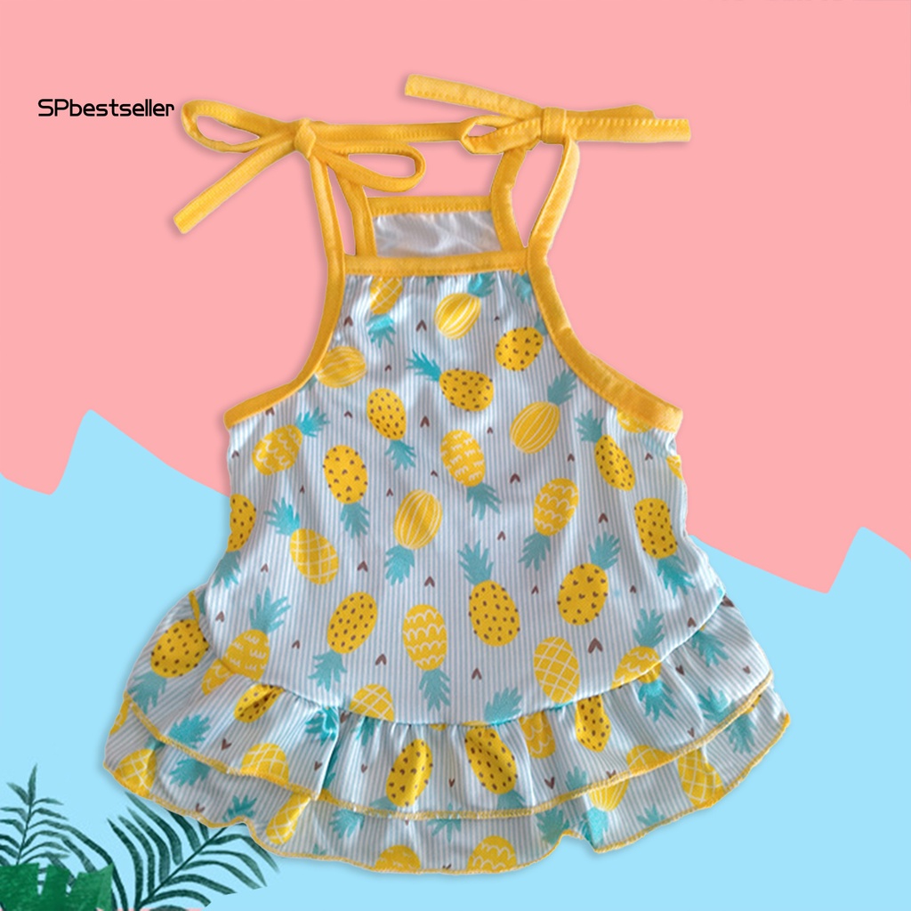 Đầm Hai Dây Thoáng Khí Họa Tiết Quả Dứa / Hoa Thời Trang Mùa Hè Cho Thú Cưng