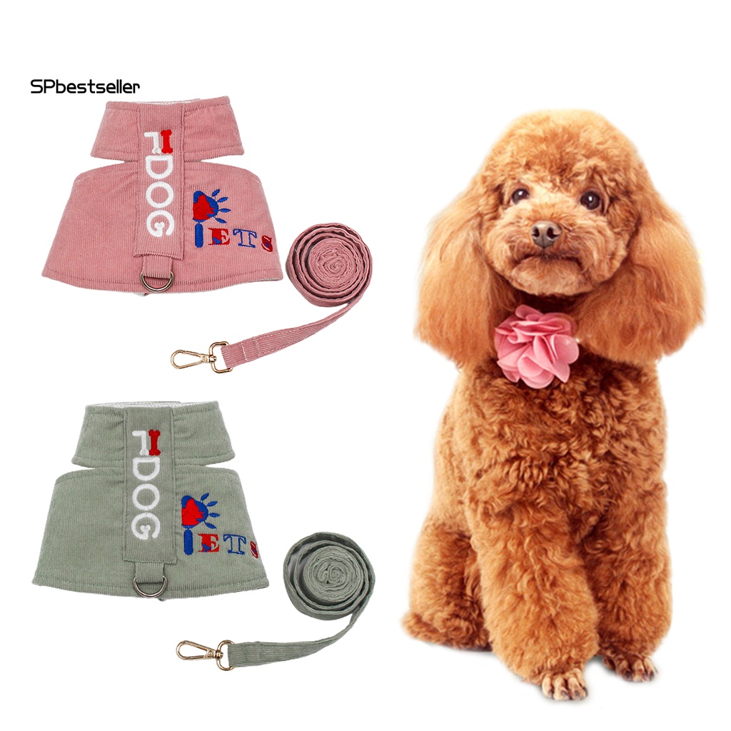 1 Set Dây Dắt Thú Cưng Đi Dạo Mềm Mại Thoải Mái Thêu Chữ Cái