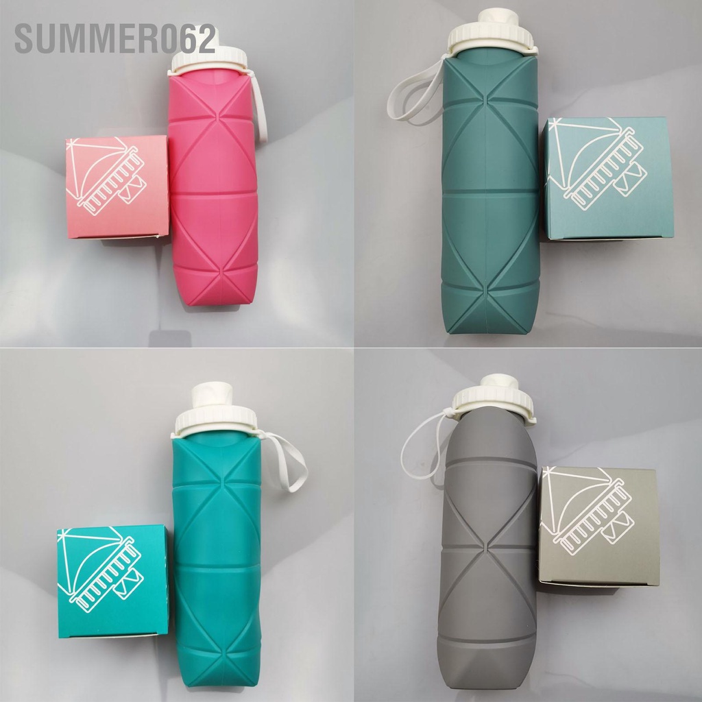 Summer062 Bình Nước Có Thể Gập Lại Mini Di Động Bằng Silicon Dung Tích Lớn Cho Thao Ngoài Trời