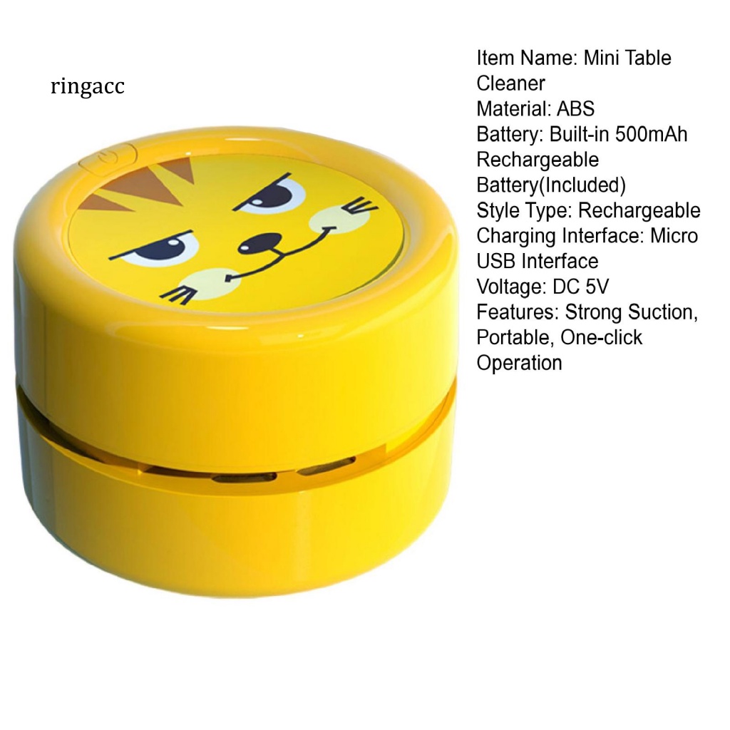 Máy Hút Bụi Để Bàn RGA Họa Tiết Hoạt Hình Có Vòi Hút Mạnh Mẽ Loại Bỏ Tro Sạc USB Cho Trường Học