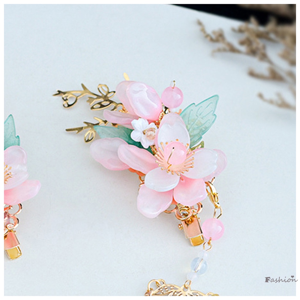 Bộ Kẹp Tóc Hình Hoa Tráng Men Thanh Lịch