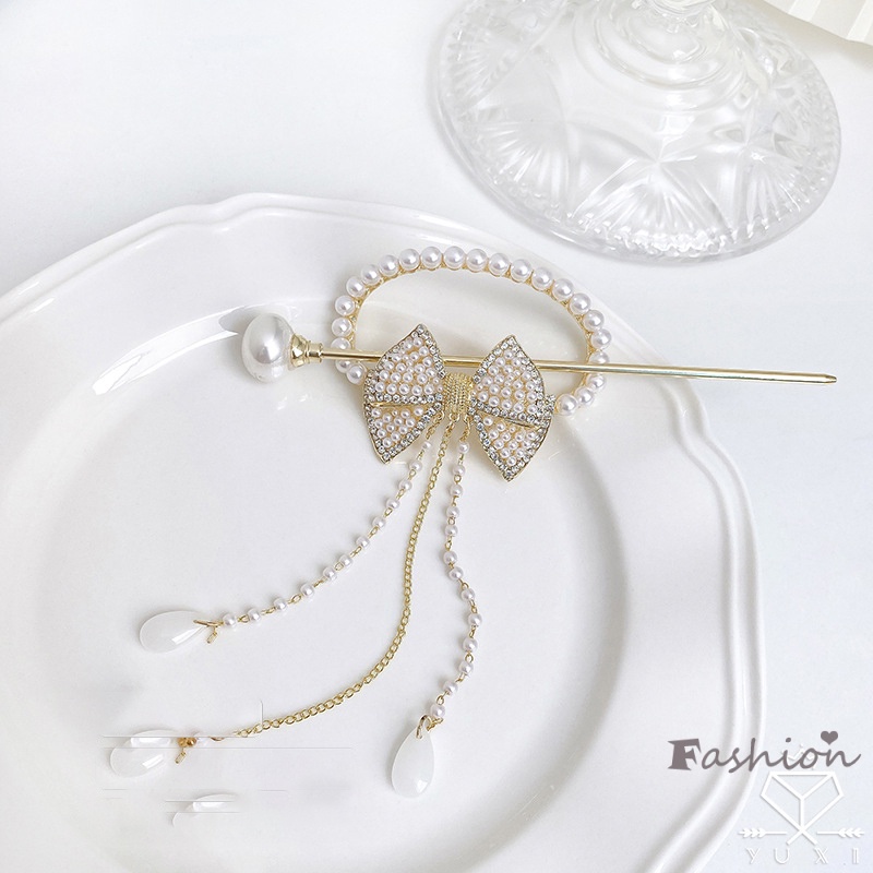 Trâm Cài Tóc Lớn Hình Bướm Đính Ngọc Trai Thanh Lịch