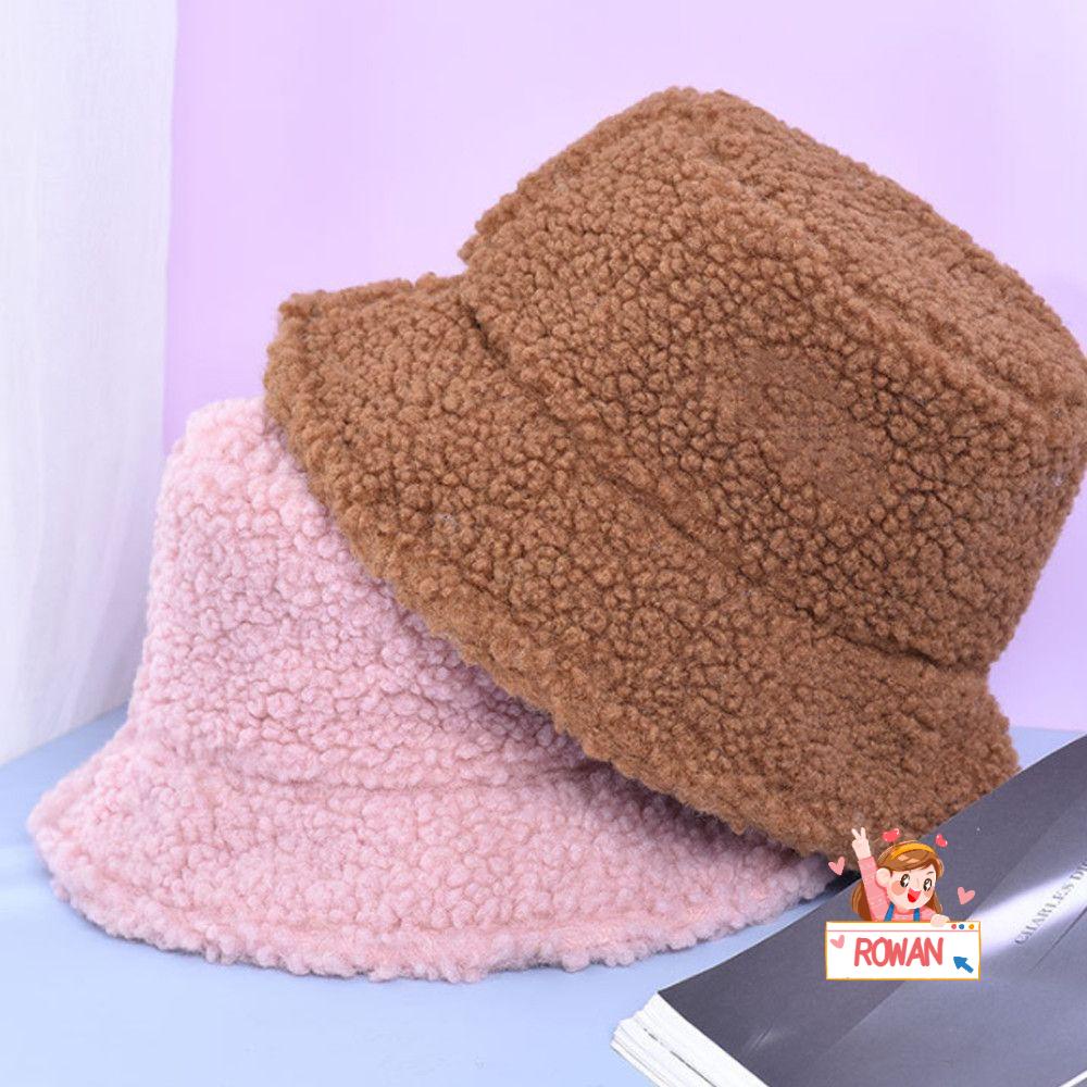 Mũ Bucket Len Cừu Mềm Mại Ấm Áp Hợp Thời Trang Mùa Đông