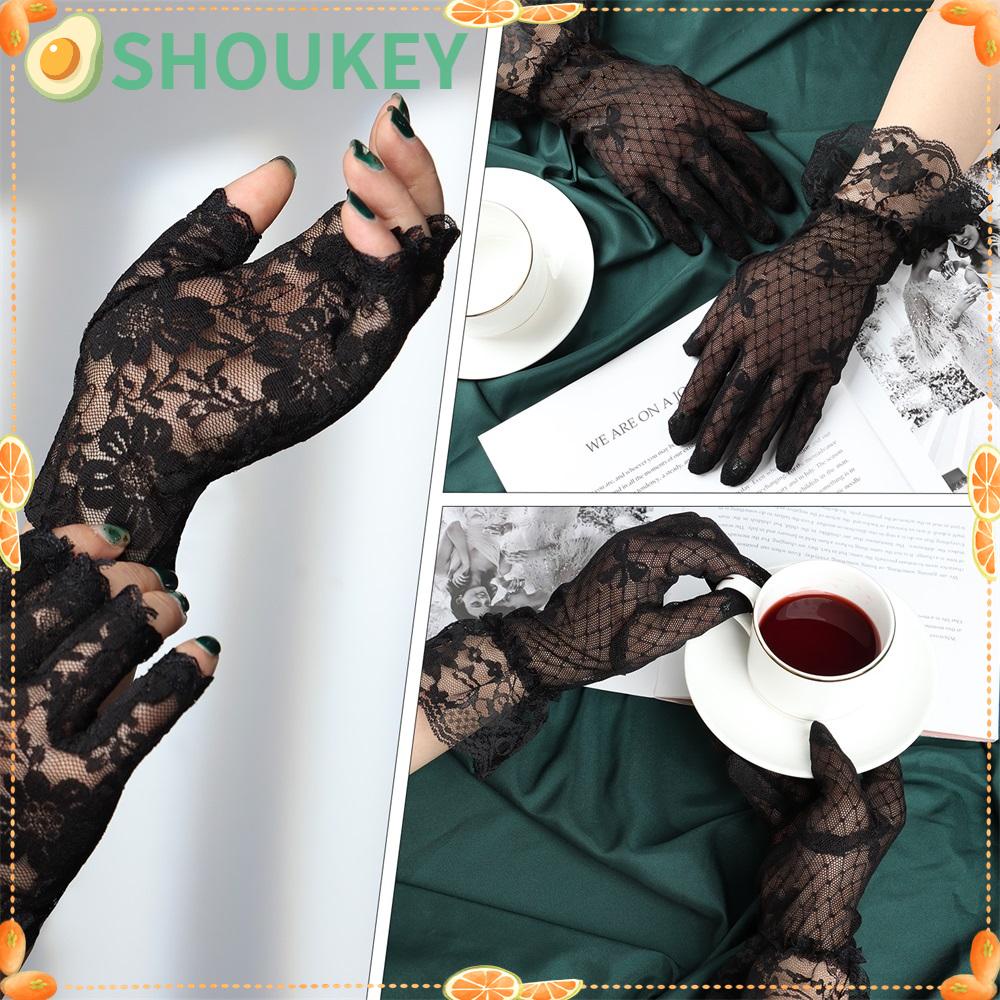 Găng Tay Ren Hở Ngón Thanh Lịch Cho Nữ