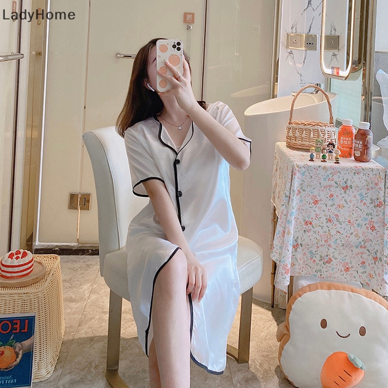 Áo Choàng Ngủ Cổ Tròn Màu Trắng Chất Vải Mềm Mại Thời Trang Mùa Hè Quyến Rũ Cho Nữ