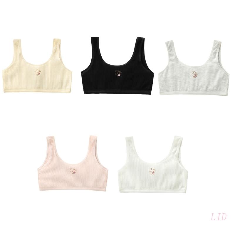 Áo Lót Bralette Hai Lớp In Họa Tiết Thỏ Dễ Thương Có Nắp Đậy Dành Cho Bé Gái Tuổi Teen