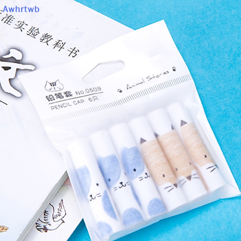 Set 6 Nắp Đậy Bút Chì Hình Mèo Dễ Thương Phong Cách Hàn Quốc Mới