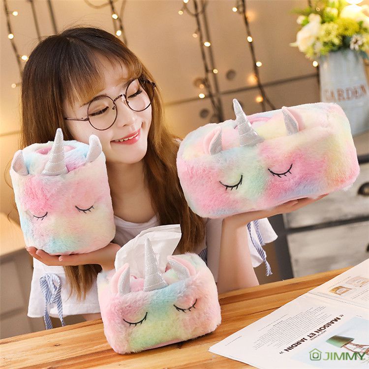 Hộp Đựng Khăn Giấy Hình Kỳ Lân Nhồi Bông Để Bàn Trang Trí