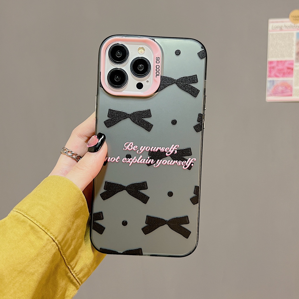 Ốp Điện Thoại TPU Mềm Trong Suốt Hai Mặt Đính Nơ Hồng Cho iPhone 11 13 12 14 Pro Max