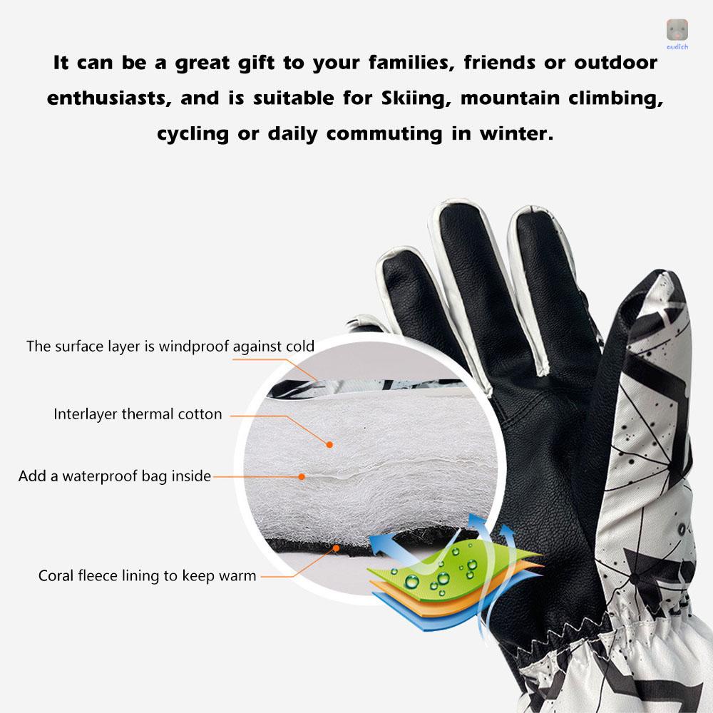 Găng Tay Trượt Tuyết Dày Dặn Ấm Áp Mềm Mại Chống Thấm Nước Có Thể Chạm Màn Hình Cảm Ứng Dành Cho Nam Nữ