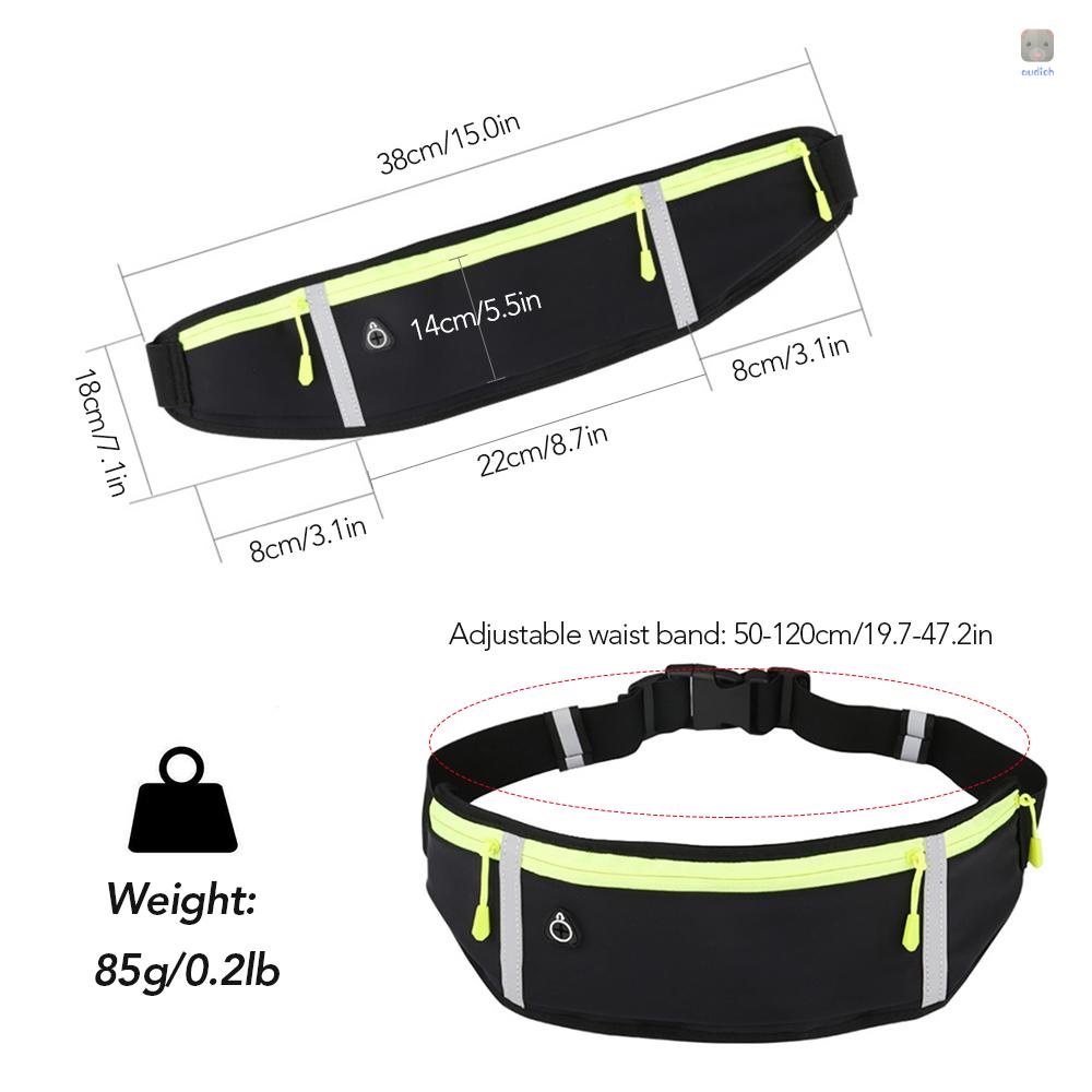Thắt Lưng Chạy Bộ Siêu Nhẹ Với Túi Đeo Hông Kẻ Sọc Phản Quang Chống Thấm Nước Có Jack Cắm Tai Nghe Và Dây Đeo Co Giãn Điều Chỉnh Được Cho Nam Và Nữ