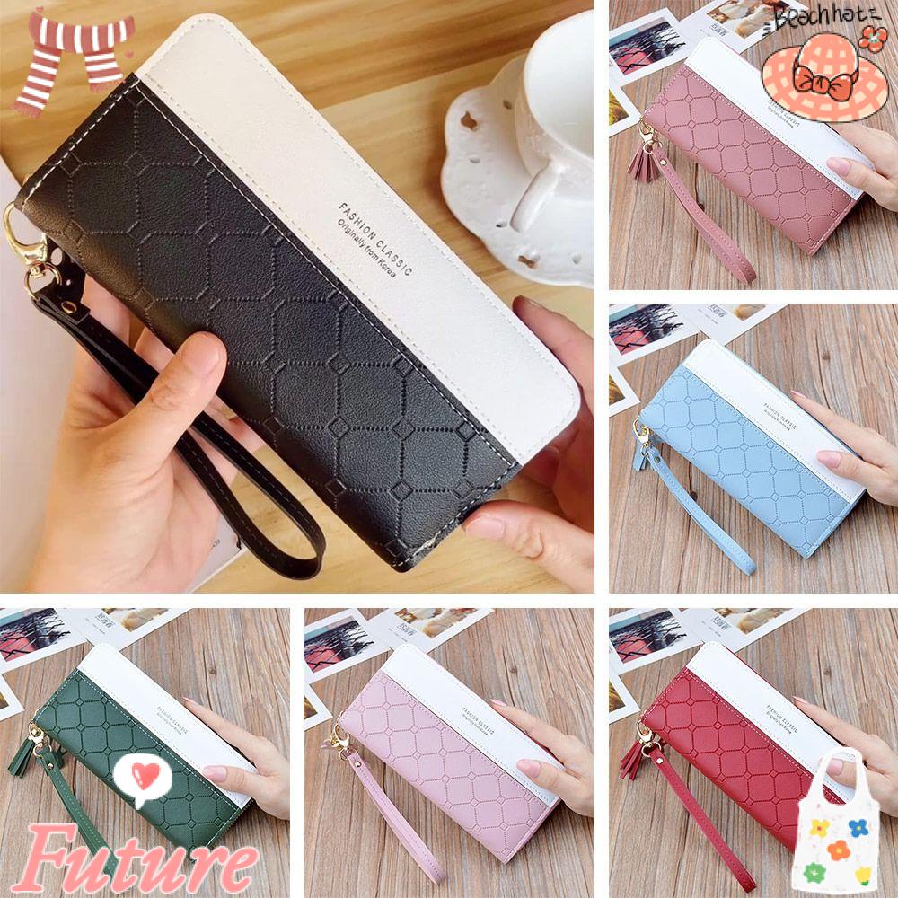 Ví Da PU Cầm Tay Nhiều Ngăn Có Khóa Kéo Sức Chứa Lớn Thời Trang Cho Nữ