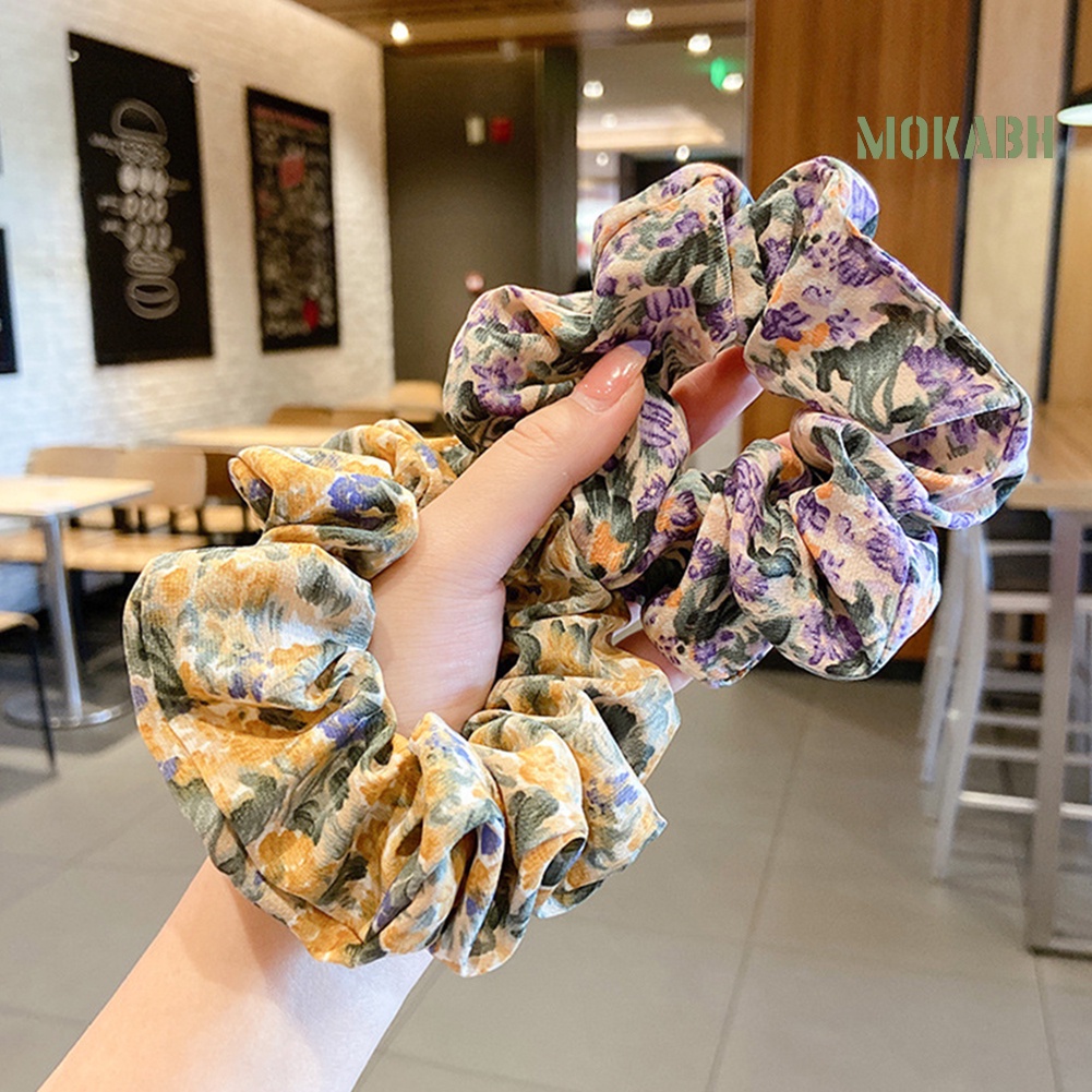 Bộ 3 Dây Cột Tóc Co Giãn Họa Tiết Hoa Xinh Xắn Thời Trang Cho Nữ