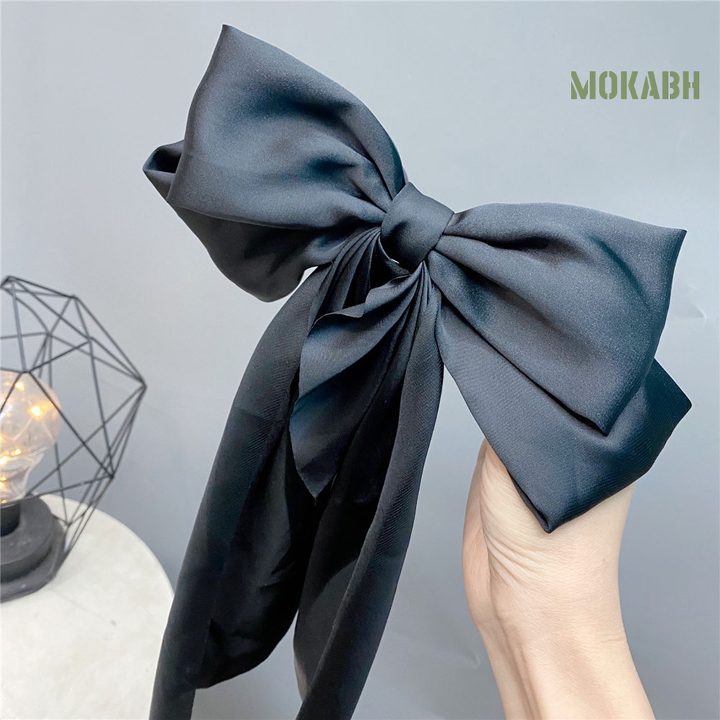 Kẹp Tóc Nơ Ruy Băng Bằng Vải Satin Co Giãn Tốt Phong Cách Hàn Quốc Cho Bé Gái