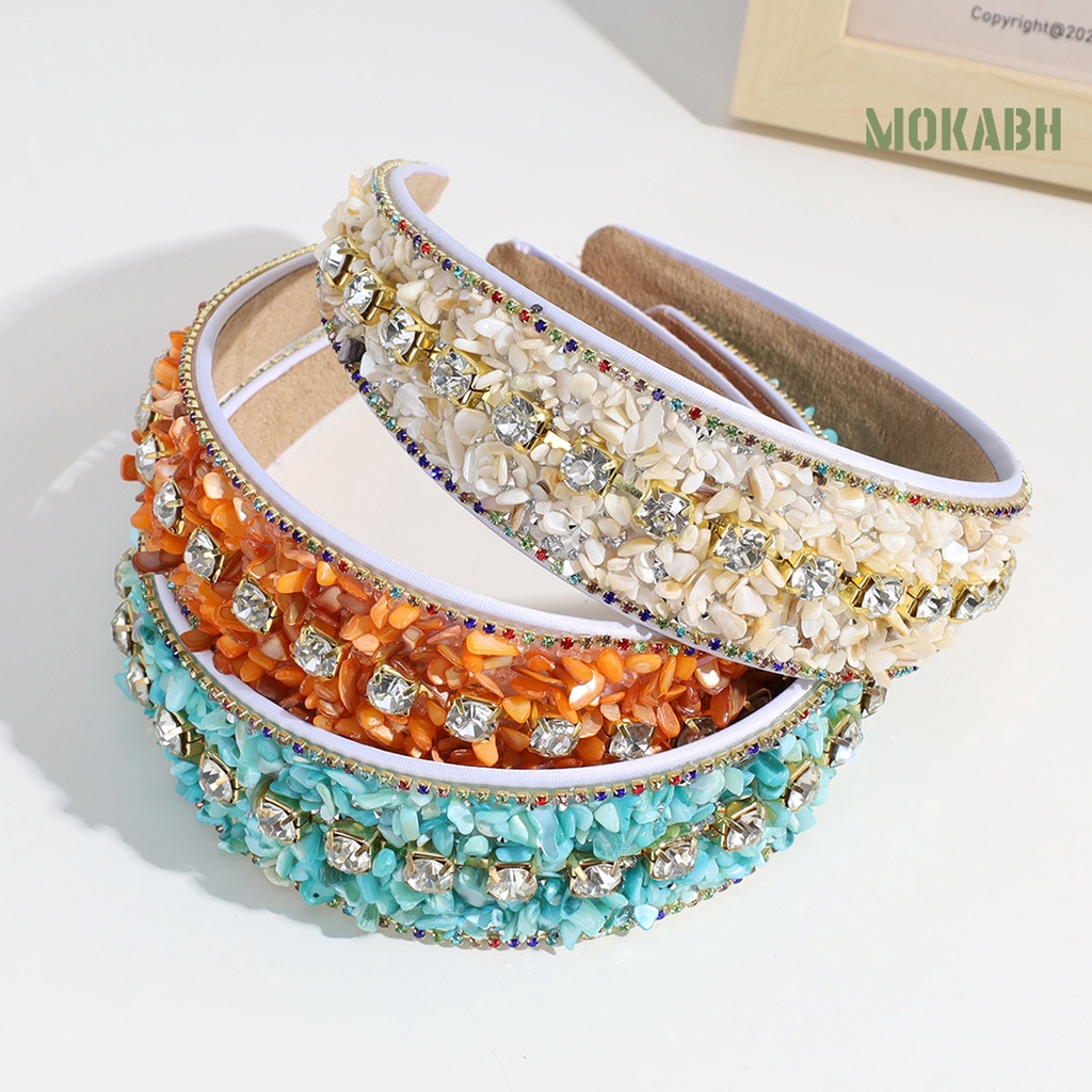 Băng Đô Mini Đính Đá Nhiều Màu Sắc Co Giãn Chống Trượt Thời Trang Cho Nữ