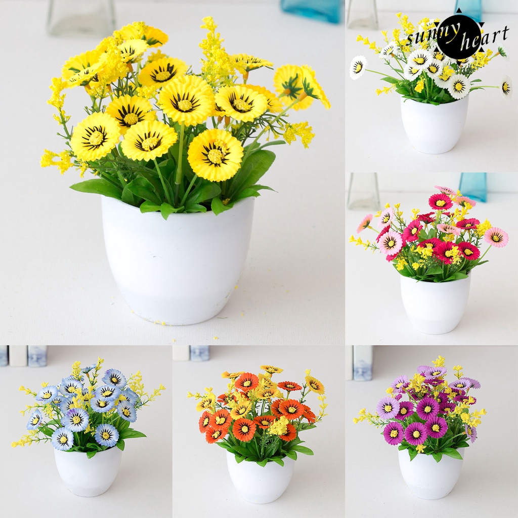 Chậu Hoa Cúc Giả Bằng Nhựa Dùng Trang Trí Ban Công