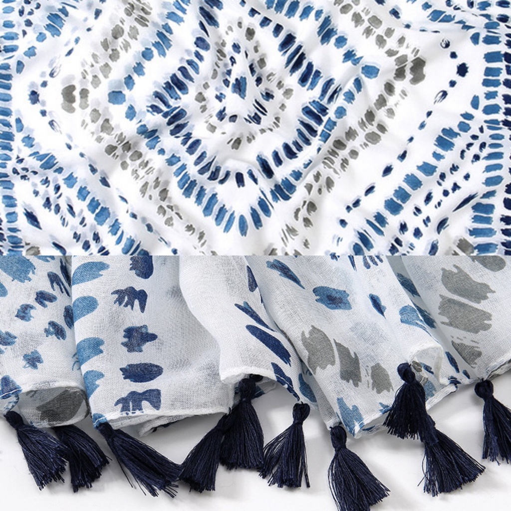Khăn Choàng Nhẹ In Màu Nhuộm Họa Tiết Hình Học Thời Trang Xuân Hè Thoáng Khí Cho Nữ