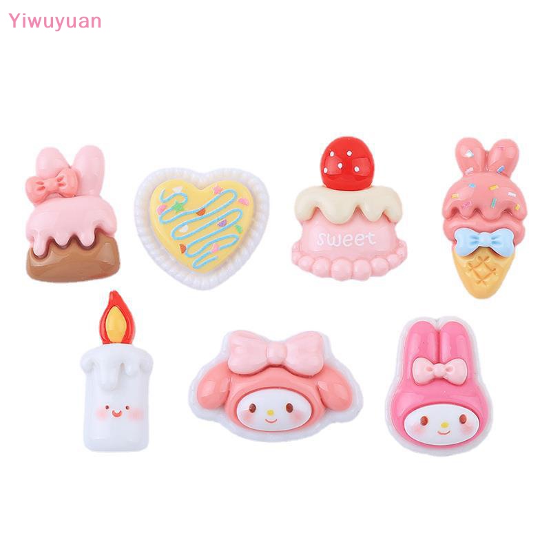 Bộ 10 Phụ Kiện Cài Tóc Hình Bánh Kem / Động Vật Hoạt Hình Bằng Nhựa Resin Lấp Lánh DIY Mới