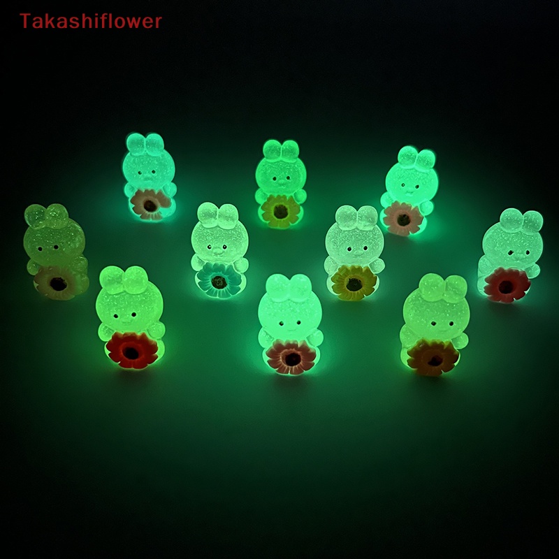 Set 2 Chú Thỏ Hoạt Hình Bằng Nhựa Resin Phát Sáng Dễ Thương Dùng Trang Trí