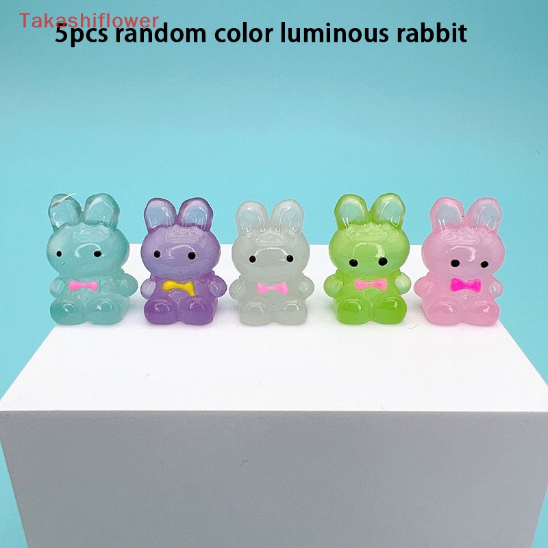 Set 5 Mô Hình Chú Thỏ Dạ Quang Dễ Thương Trang Trí Nhà Cửa / Xe Hơi