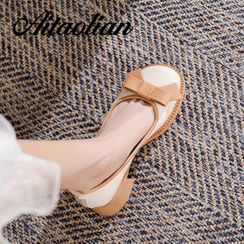 Giày Cao Gót 4.5cm Da Mềm Mũi Tròn Phong Cách retro Anh Quốc