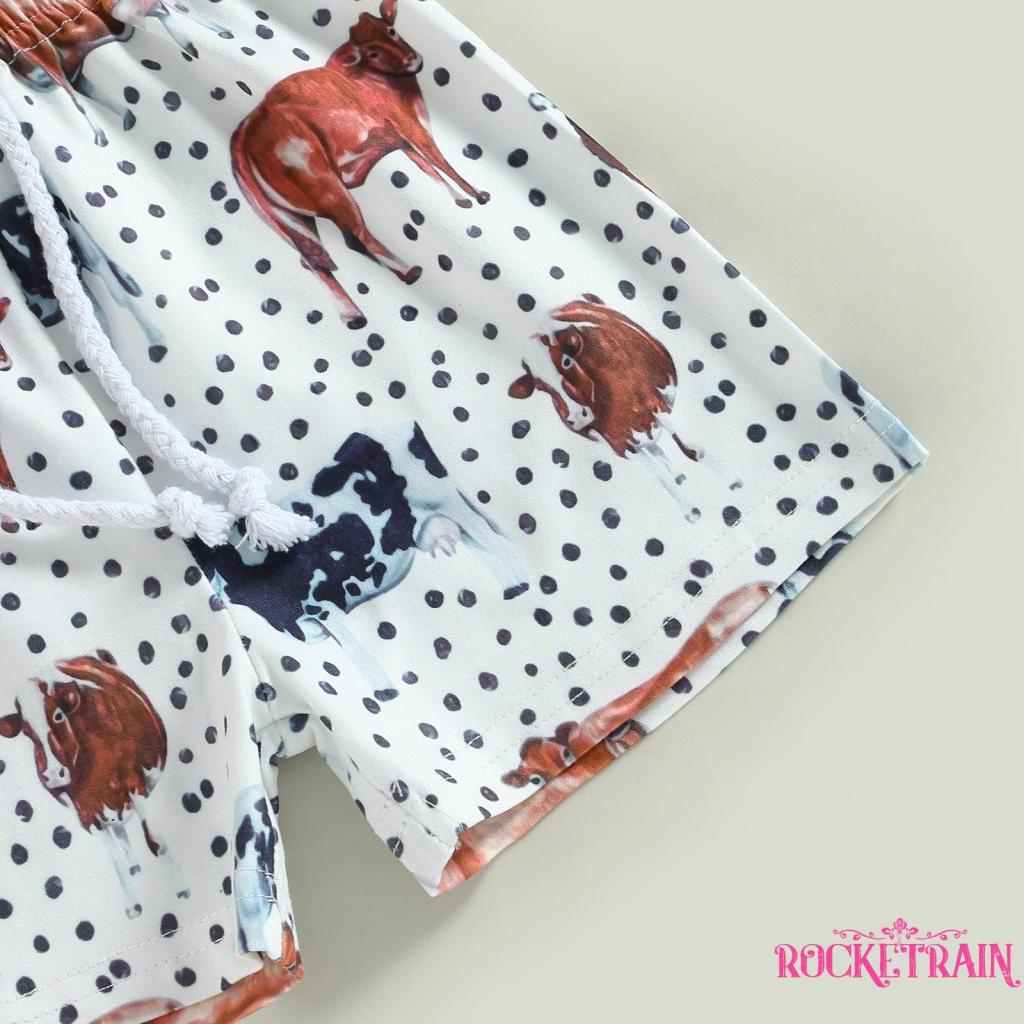 Set Áo Thun Ngắn Tay + Quần Short Chấm Bi Đáng Yêu Cho Bé Trai