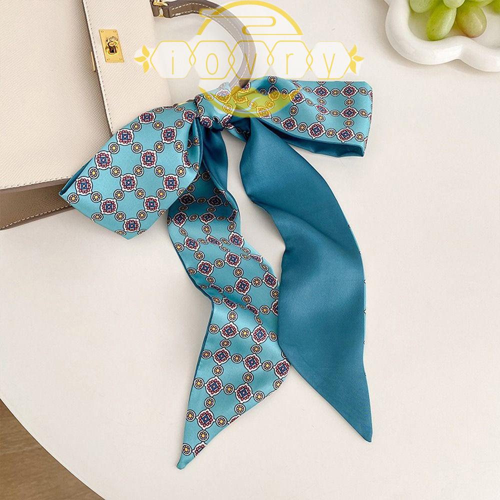 Băng Đô Cài Tóc Lụa Satin Dáng Dài In Họa Tiết Kẻ Sọc / Hoa / Da Báo Thời Trang Mùa Xuân Cổ Điển Cho Nữ