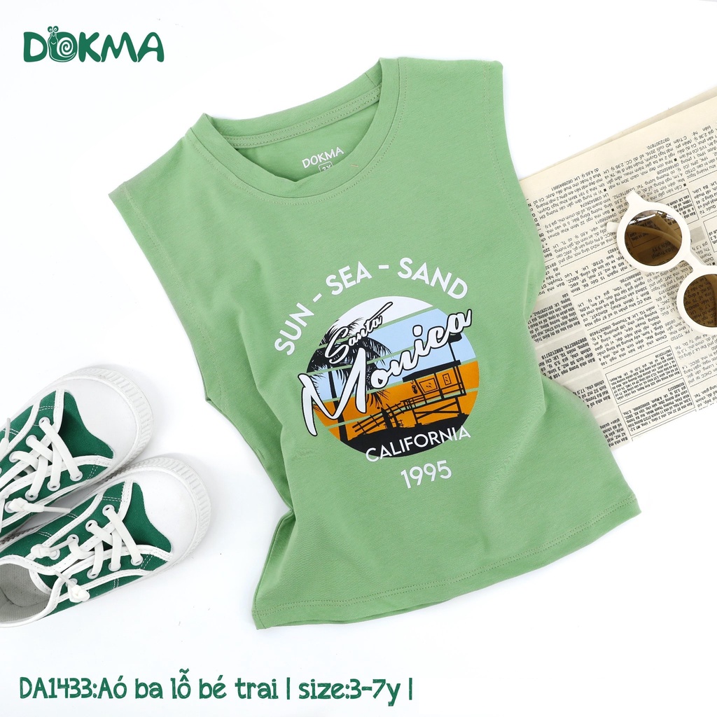 Áo 3 lỗ sát nách bé trai Dokma - chất cotton Mỹ mềm mát, thoáng khí