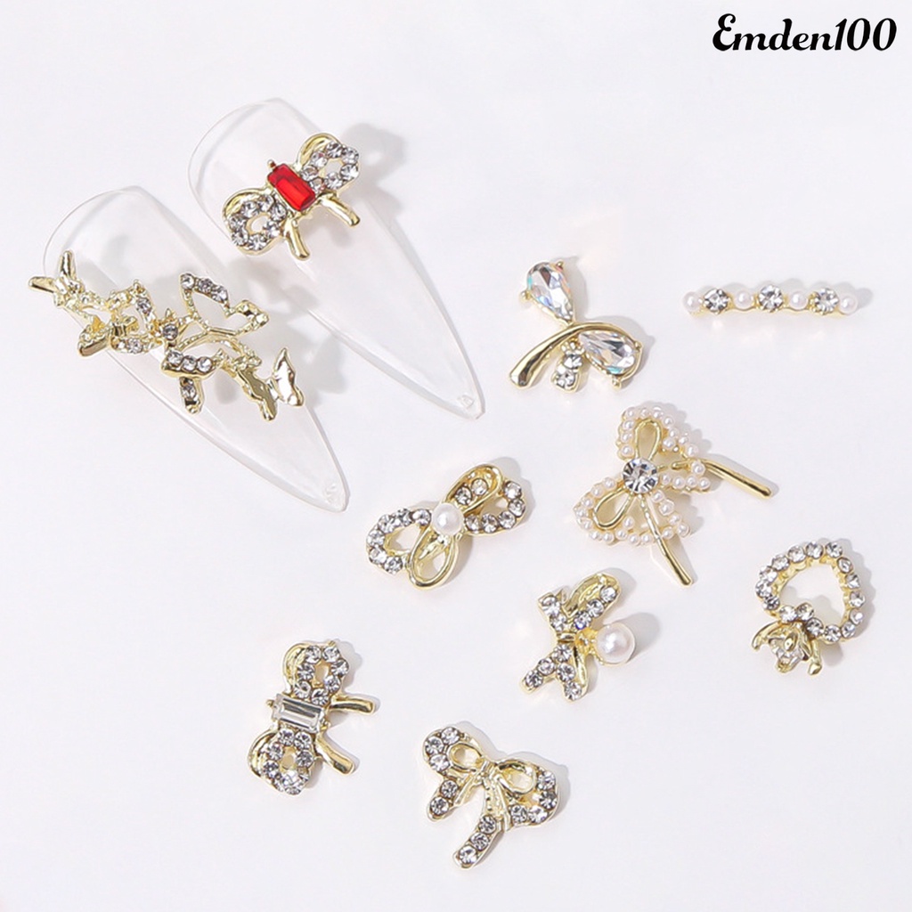 Set 100 Hạt Đá / Ngọc Trai / Nơ / Trái Tim Trang Trí Móng Tay 3D DIY