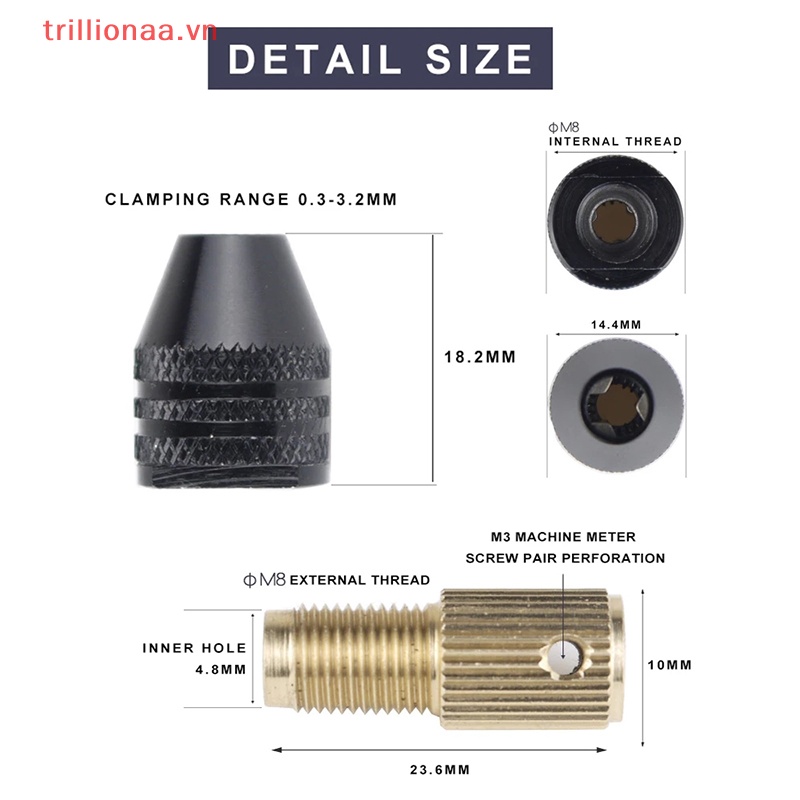 Đầu Kẹp Mũi Khoan 2.0 / 2.35 / 3.0 / 3.17 / 5.0mm Chuyên Dụng