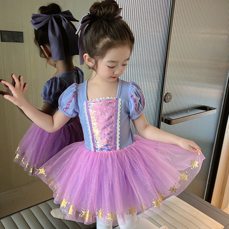 Đầm Công Chúa Sofia The First Dress Đính Kim Sa Phối Lưới Đính Nơ Thời Trang Halloween Cho Bé Gái