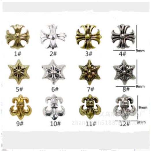 Nhãn Dán Trang Trí Móng Tay Nghệ Thuật Bằng Hợp Kim Hình Lục Giác / Hoa / Thánh Giá / Chữ Thập / Chữ Thập / Lục Giác