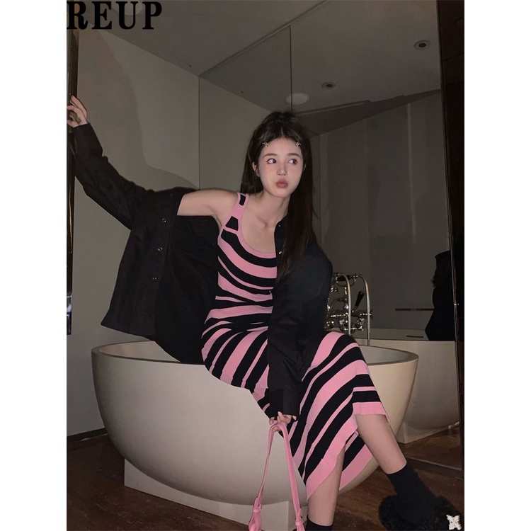 Đầm Dệt Kim Hai Dây Ôm Dáng Họa Tiết Kẻ Sọc Thời Trang 2023 Cho Nữ