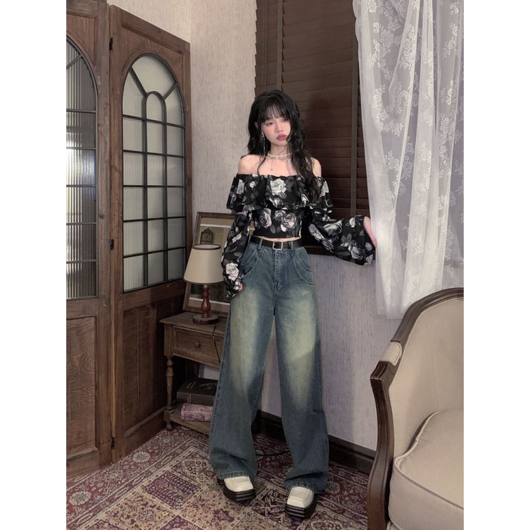 Áo baby tee Thun croptop  Sơ Mi Ngắn Mỏng Tay Dài Hở Vai Kiểu Pháp Cổ Điển Thời Trang Xuân Hè 2023 Phong Cách Mới Dành Cho Bạn Nữ