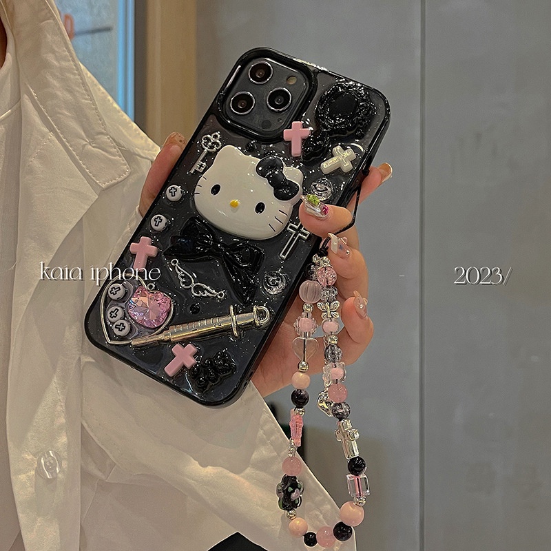 Ốp Điện Thoại Hình Mèo Dễ Thương Kèm Dây Đeo Chống Rơi Cho Iphone 14promax 13 11 14pro 13pro 14