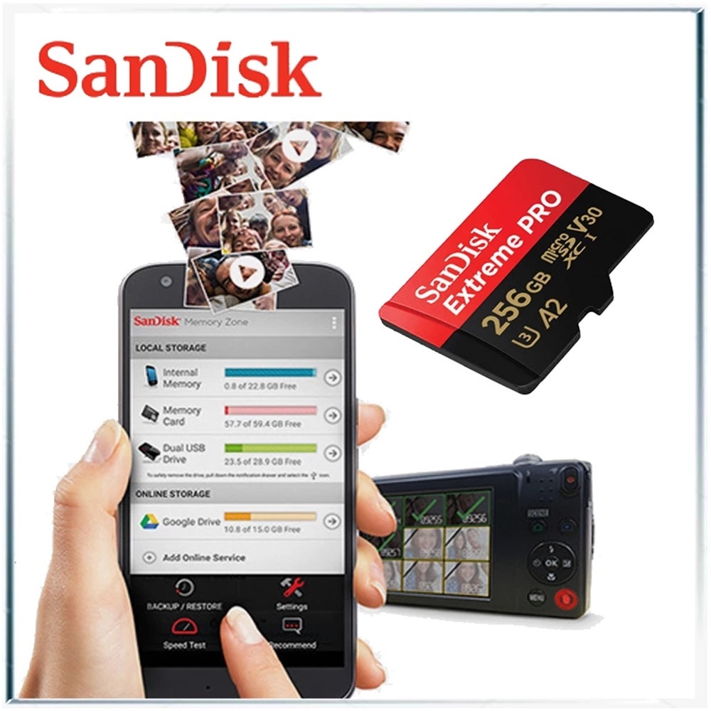 DJI Thẻ Nhớ Micro SD SDXC UHS-I 128GB 256GB 64GB U3 V30 TF Hiệu SanDisk