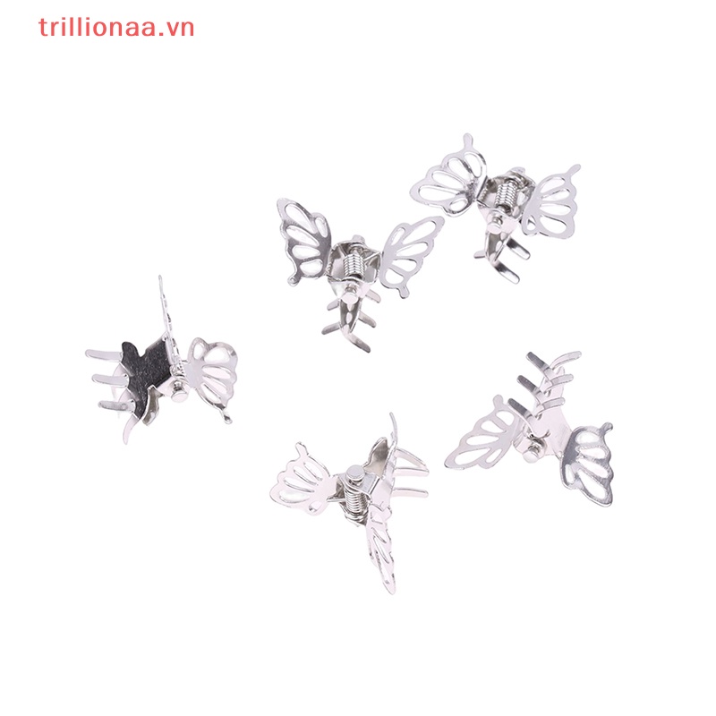 Bộ 5 Kẹp Bướm Kim Loại Mini Màu Bạc Cho Nữ