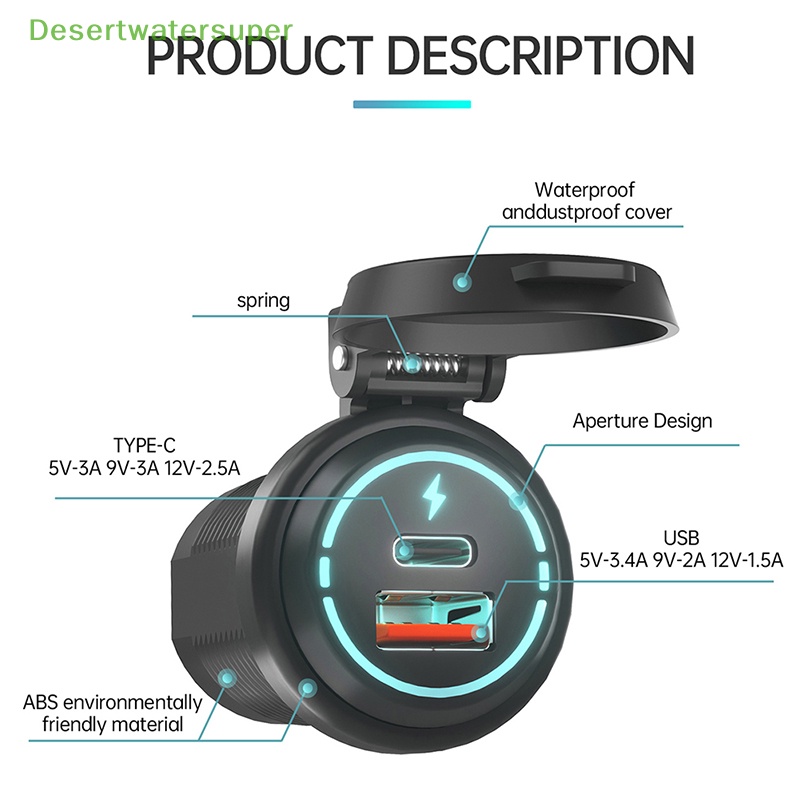 Ổ Cắm Sạc Hai Cổng USB 12V / 24V Cho Xe Hơi Xe Máy