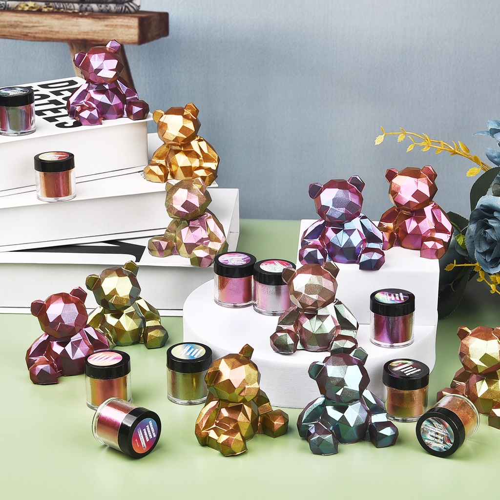 5g Gương Chameleon Pigment Pearlescent Epoxy Glitter Magic Chameleon Powder Set Công cụ làm đồ trang sức đầy màu sắc